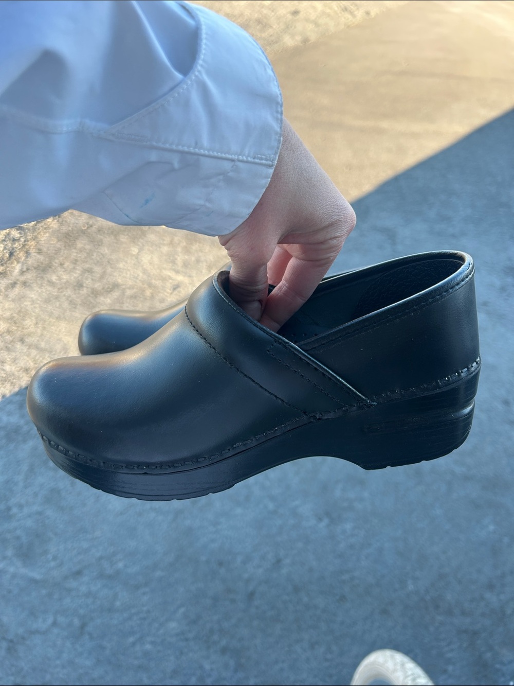 Dansko Black Leather Clog Mules